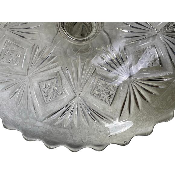 EAPG Diamond and Sheaf Scalloped Edge Late 19th Century 12.25" Cake Stand - Picture 4 of 7